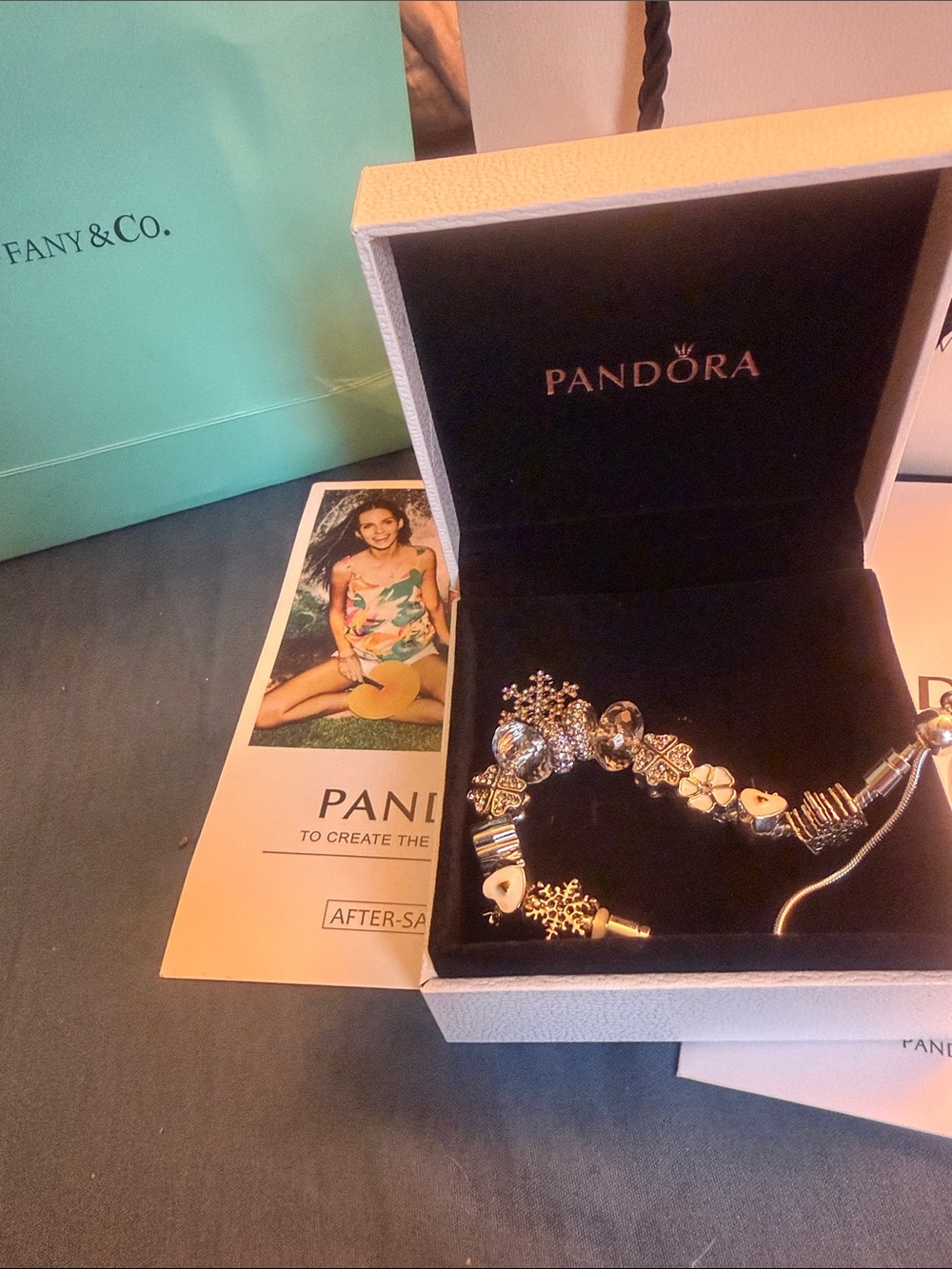 Pandora Silver Charm Bracelet with Sparkling Accents
